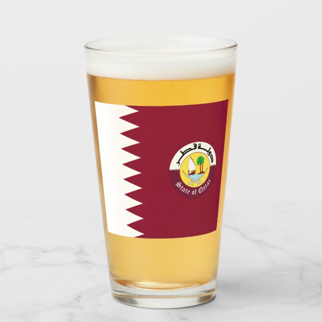 Qatar flagga-Emblem     Glaskopp (Framsida fylld)