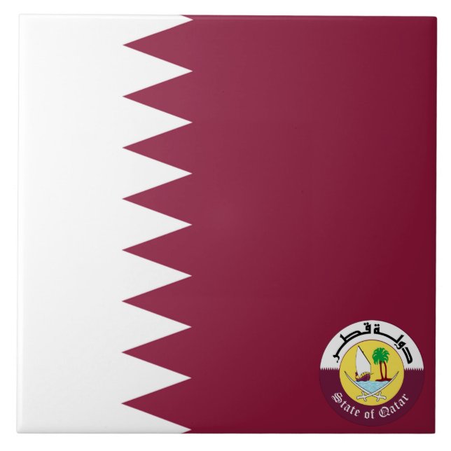Qatar-flagga-emblem Kakelplatta (Framsidan)