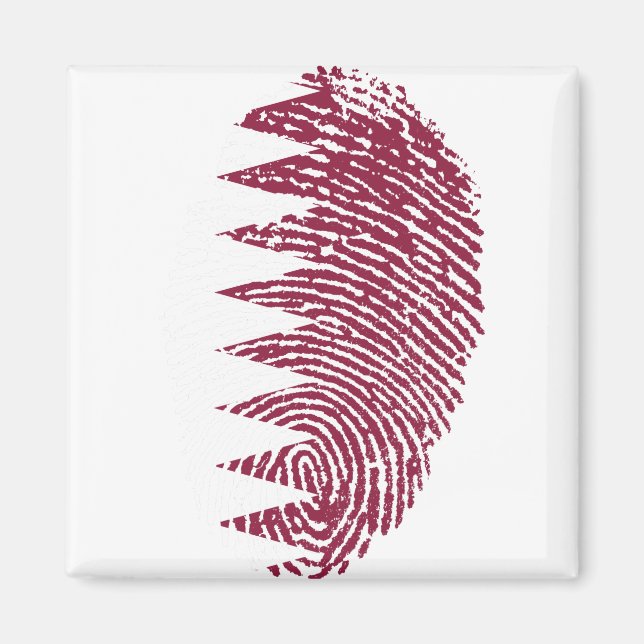 Qatar Flagga Fingerprint Land Pride Identitet Magnet (Framsidan)