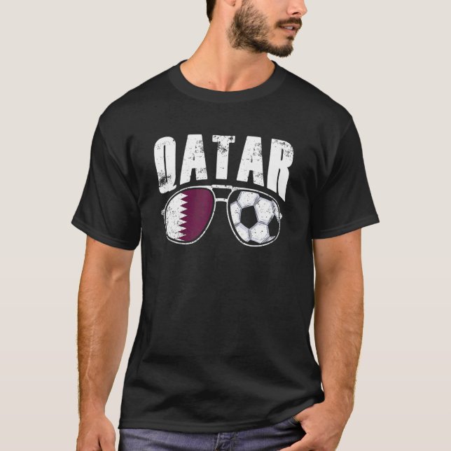Qatar Flagga Football Sunglasses Qataris Fläkt T Shirt (Framsida)
