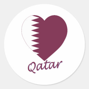 Qatar Flagga Heart Runt Klistermärke
