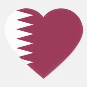 Qatar Flagga Hjärtformat Klistermärke