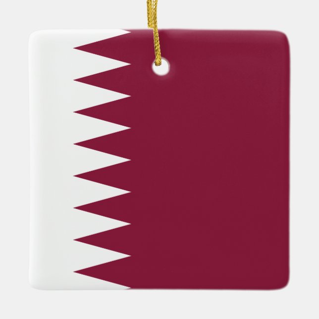 Qatar Flagga Julgransprydnad Keramik (Framsida)