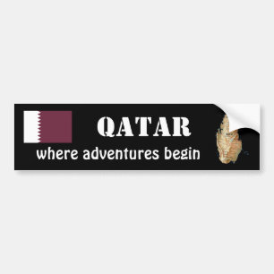 Qatar Flagga + Karta Bildäckslapp Bildekal