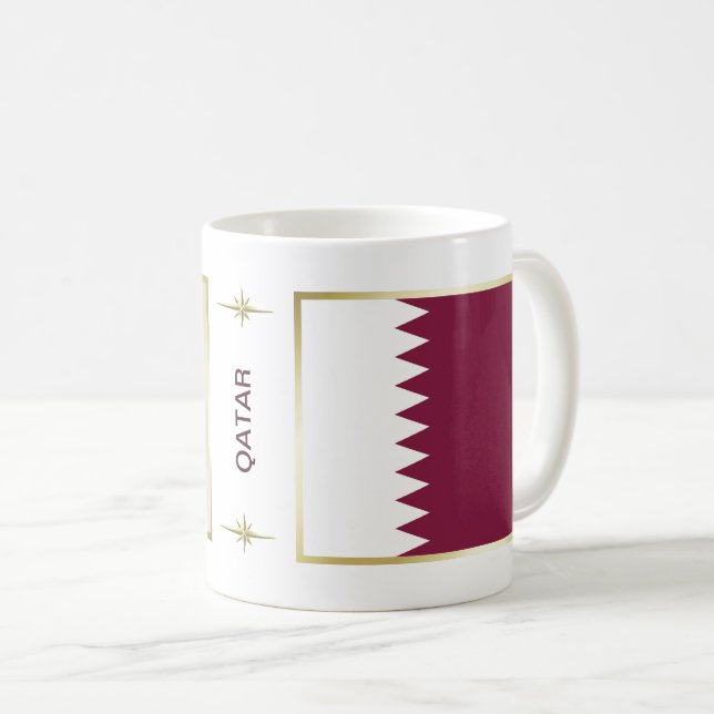 Qatar Flagga + Karta Mugg (Framsida höger)