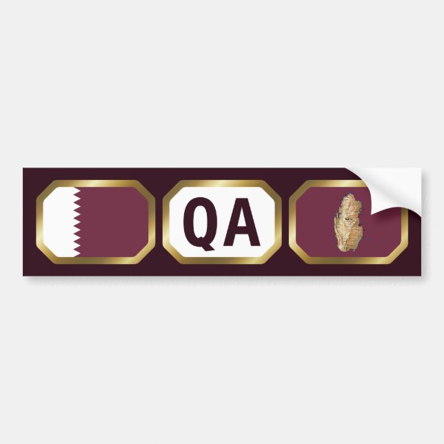 Qatar Flagga Kartkod Bildäckslapp Bildekal (Framsidan)