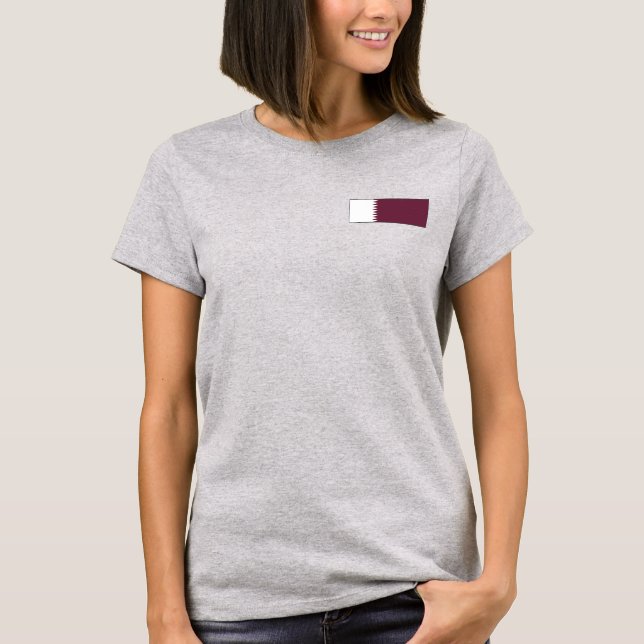 Qatar Flagga + Karttröja Tee Shirt (Framsida)