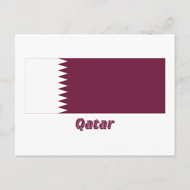 Qatar Flagga med Namn Vykort (Framsida)