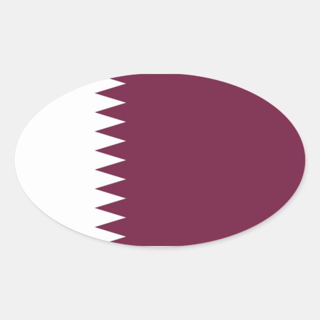 Qatar Flagga Oval Sticker Ovalt Klistermärke (Framsida)