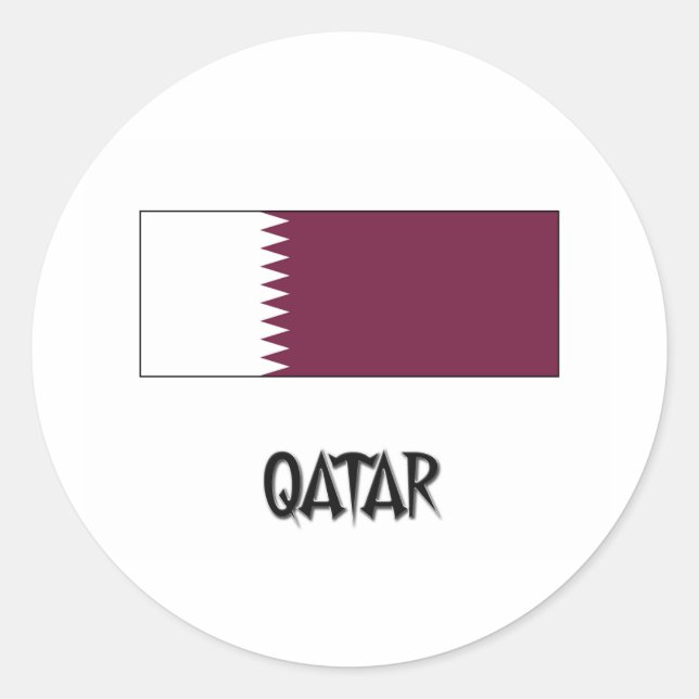 Qatar Flagga Runt Klistermärke (Framsida)