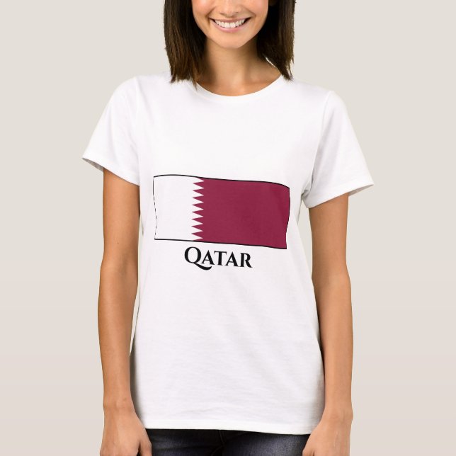 Qatar Flagga T Shirt (Framsida)