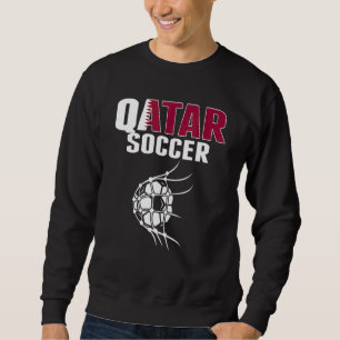 Qatar fotbollboll i nätmål Qatari fotboll supportr Lång Ärmad Tröja