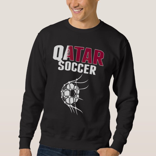 Qatar fotbollboll i nätmål Qatari fotboll supportr Lång Ärmad Tröja (Framsida)