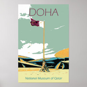 Qatar - illustration av det nationella museet i Do Poster