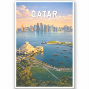 Qatar Illustration Resa Konst Vintage Klistermärken