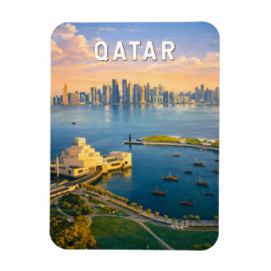 Qatar Illustration Resa Konst Vintage Magnet