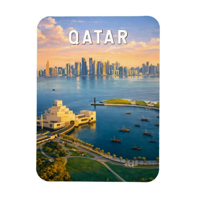 Qatar Illustration Resa Konst Vintage Magnet (Vertikal)