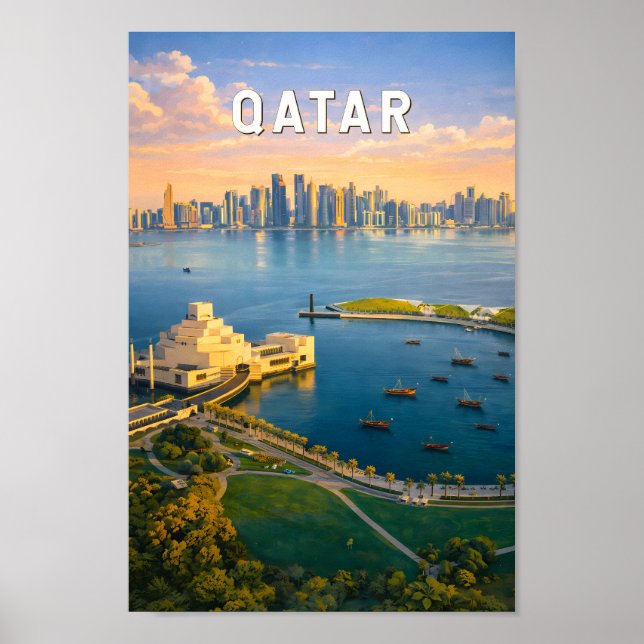 Qatar Illustration Resa Konst Vintage Poster (Framsidan)