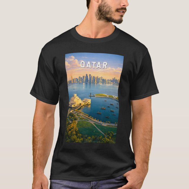 Qatar Illustration Resa Konst Vintage T Shirt (Framsida)