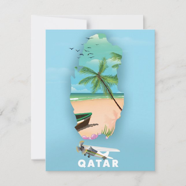 Qatar illustrerad resa affisch tryck (Framsida)