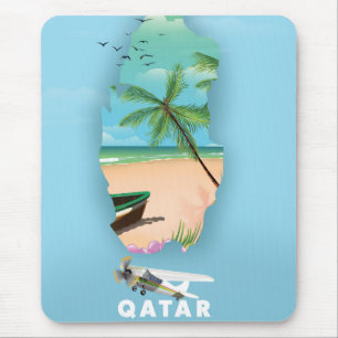 Qatar illustrerad resa affisch tryck musmatta