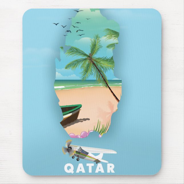 Qatar illustrerad resa affisch tryck musmatta (Framsidan)