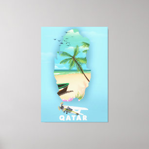 Qatar illustrerad reseaffisch canvastryck