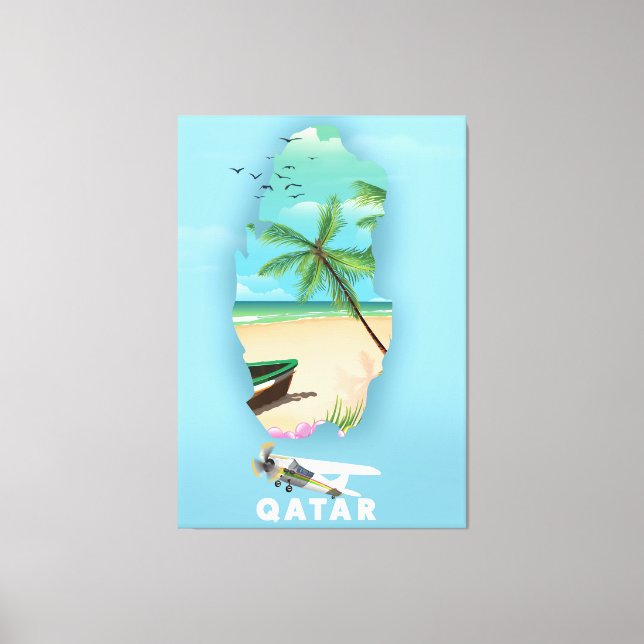 Qatar illustrerad reseaffisch canvastryck (Framsida)
