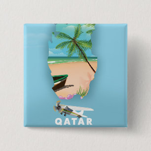 Qatar illustrerad reseaffisch knapp