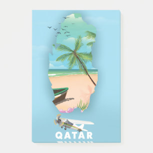 Qatar illustrerad reseaffisch post-it block