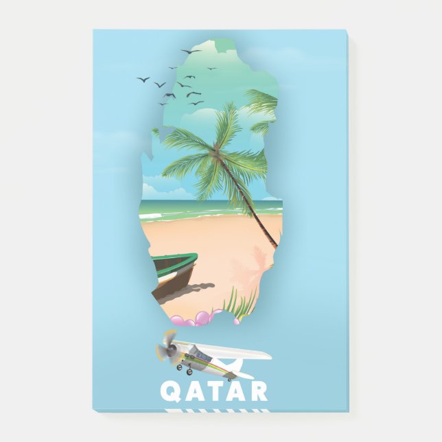 Qatar illustrerad reseaffisch post-it block (Framsida)