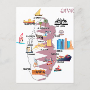 Qatar Karta Landmarks Turistland attraktion Vykort