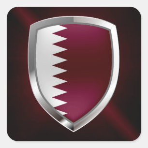 Qatar Metallic Emblem Fyrkantigt Klistermärke