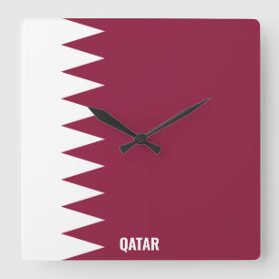 Qatar National Flagga Patriotic Fyrkantig Klocka