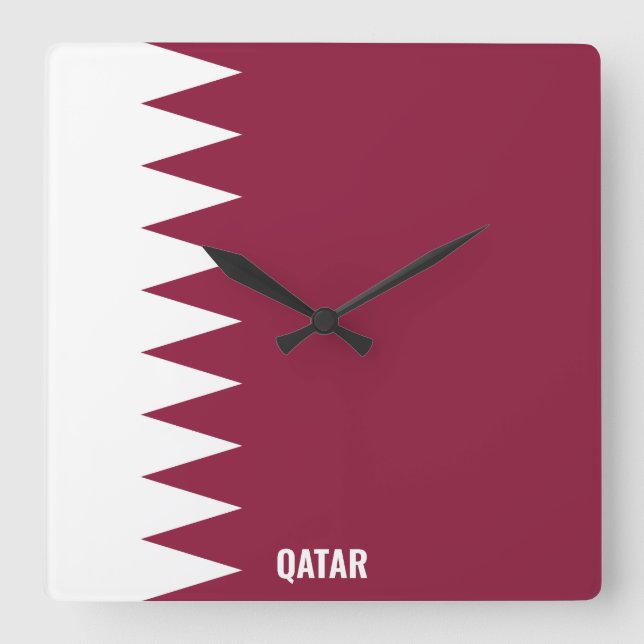 Qatar National Flagga Patriotic Fyrkantig Klocka (Framsida)