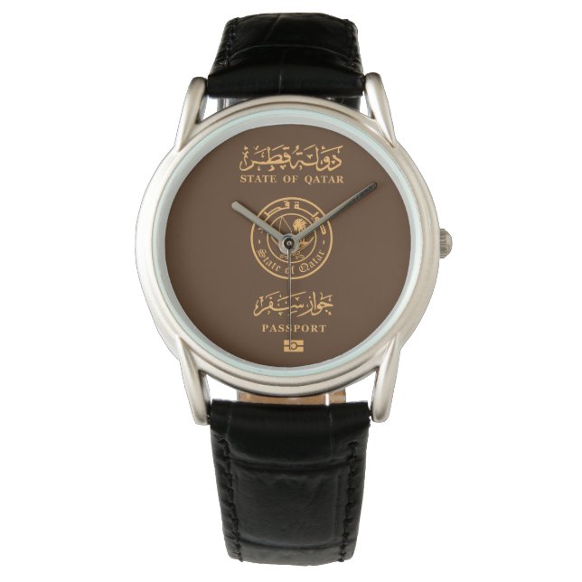 Qatar passport wristwatch armbandsur (Framsida)