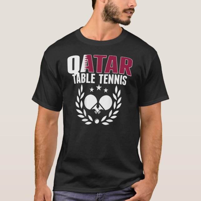 Qatar Ping Pong Proud Qatari Bord Tennis Suppor T Shirt (Framsida)