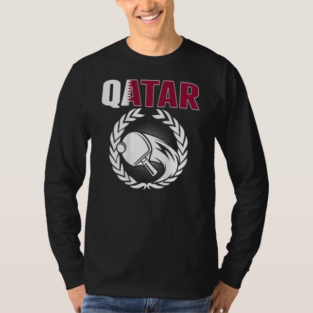 Qatar Ping Pong  Proud Qatari Table Tennis Support T Shirt (Framsida)