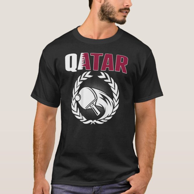 Qatar Ping Pong  Proud Qatari Table Tennis Support T Shirt (Framsida)