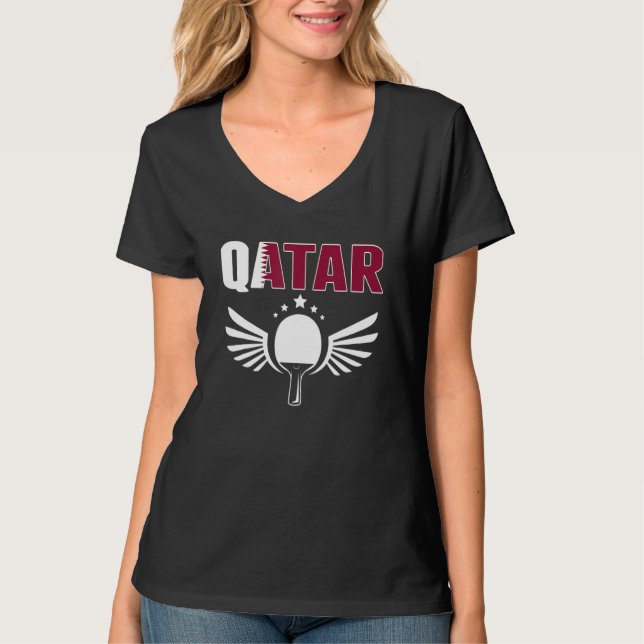 Qatar Ping Pong  Proud Qatari Table Tennis Support T Shirt (Framsida)