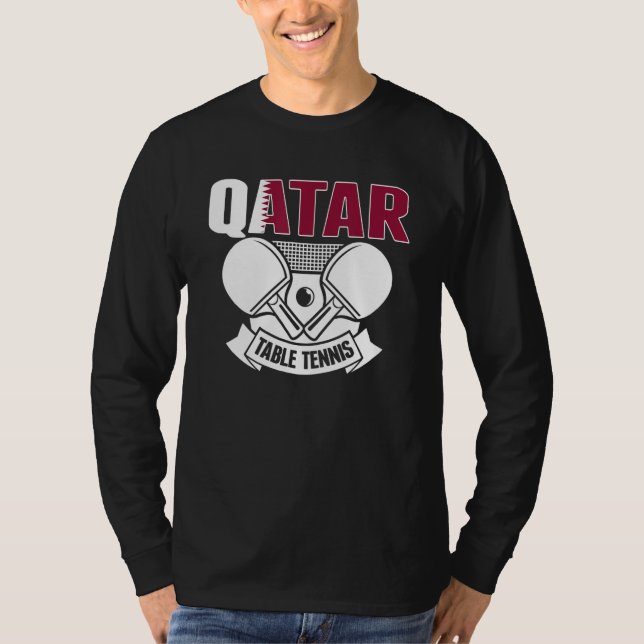 Qatar Ping Pong  Proud Qatari Table Tennis Support T Shirt (Framsida)