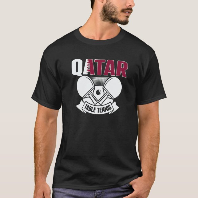 Qatar Ping Pong  Proud Qatari Table Tennis Support T Shirt (Framsida)