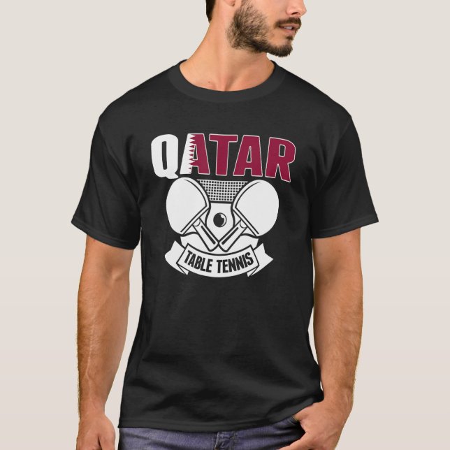 Qatar Ping Pong  Proud Qatari Table Tennis Support T Shirt (Framsida)