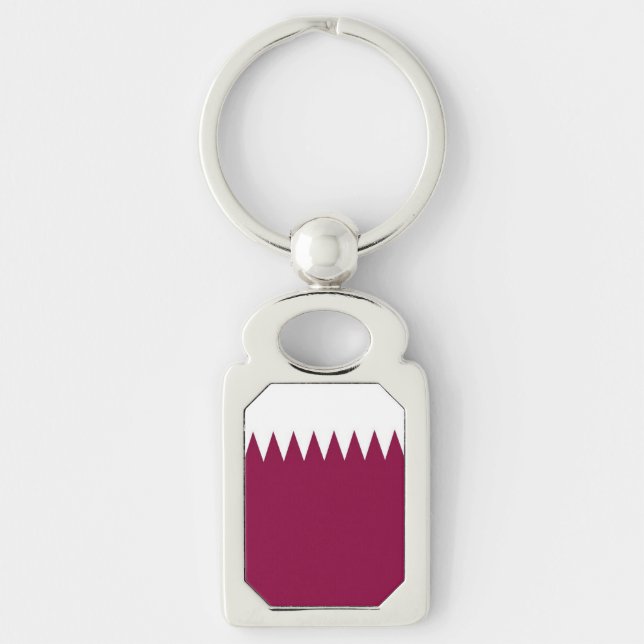 Qatar Rektangulärt Silverfärgad Nyckelring (Framsidan)
