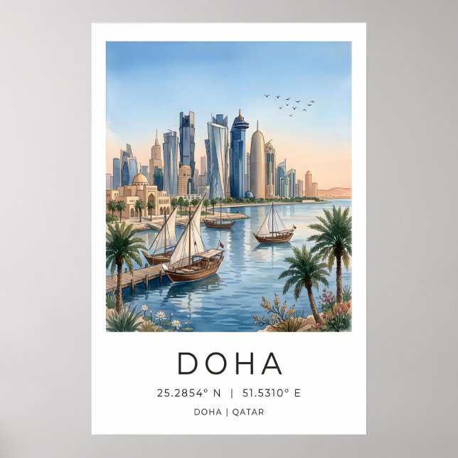 Qatar stadsbildaffisch - Moderna torn och Poster (Framsidan)