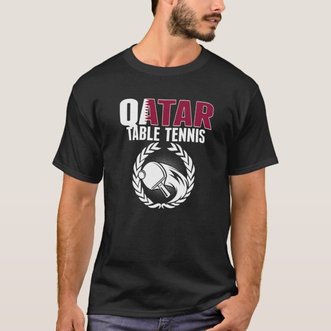 Qatar Table Tennis  Qatari Ping Pong Supporter Spo T Shirt (Framsida)
