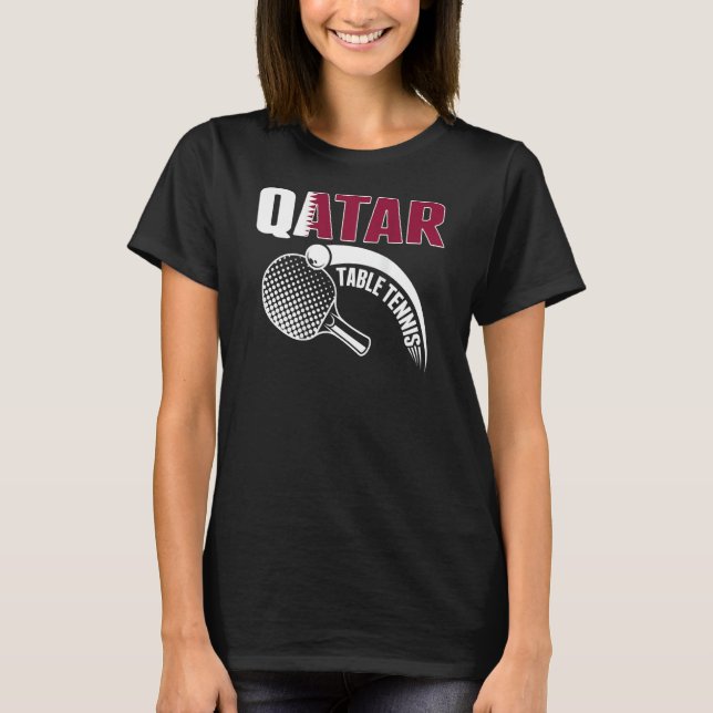 Qatar Table Tennis  Qatari Ping Pong Supporter Spo T Shirt (Framsida)
