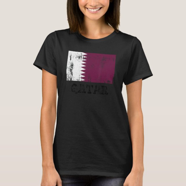 Qatari Qatar Flagga Pride Qatari Flagga 2 T Shirt (Framsida)