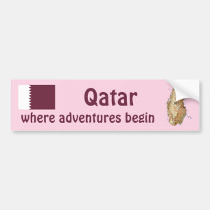 Qatarisk flagga + Kartabildekal Bildekal