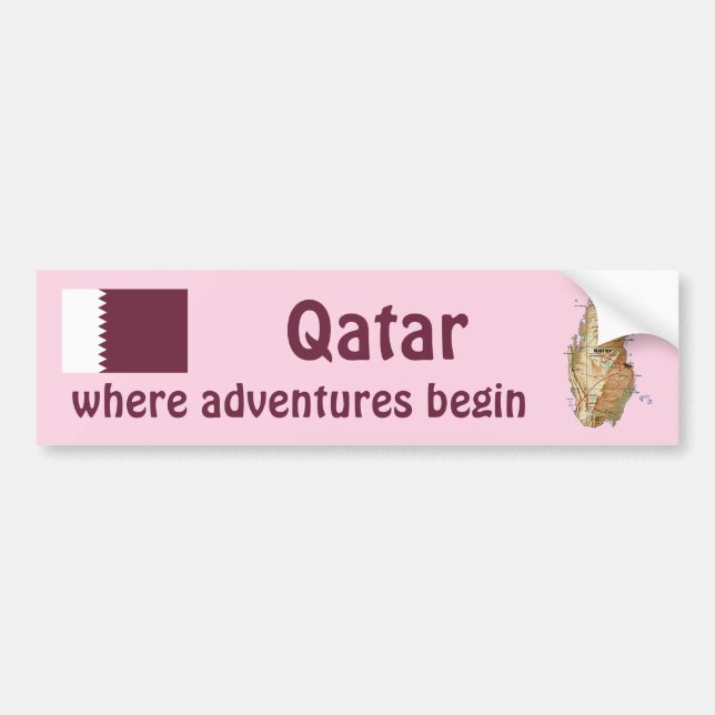 Qatarisk flagga + Kartabildekal Bildekal (Framsidan)